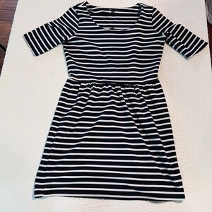 Gap Black White Striped Fit & Flare Skater Dress, Size M
